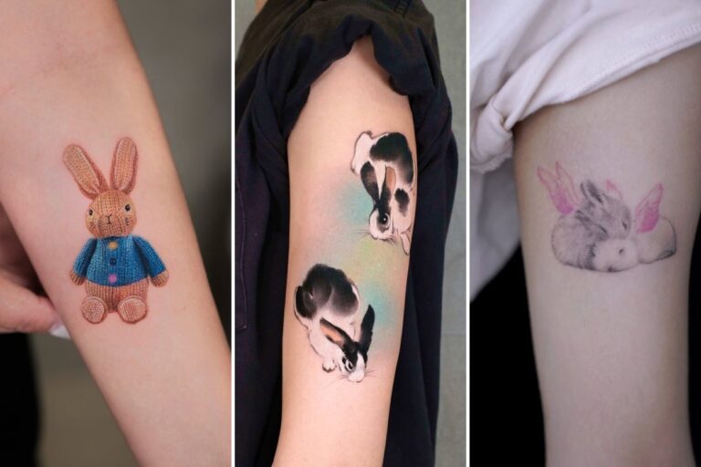35+ Rabbit Tattoo Ideas Leaping With Gentle Woodland Grace Featured 3-Panel Lookbook Collage