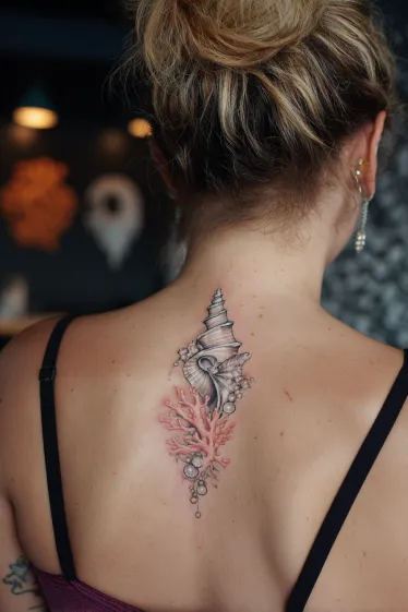 Tropical Sunset and Sailboat Spine Tattoo Beach Spine Tattoos