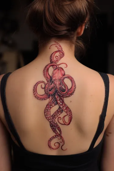 Oceanic Anchor and Seahorse Spine Tattoo Beach Spine Tattoos