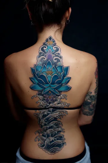 Ocean Blossom Seashell Spine Tattoo Beach Spine Tattoos
