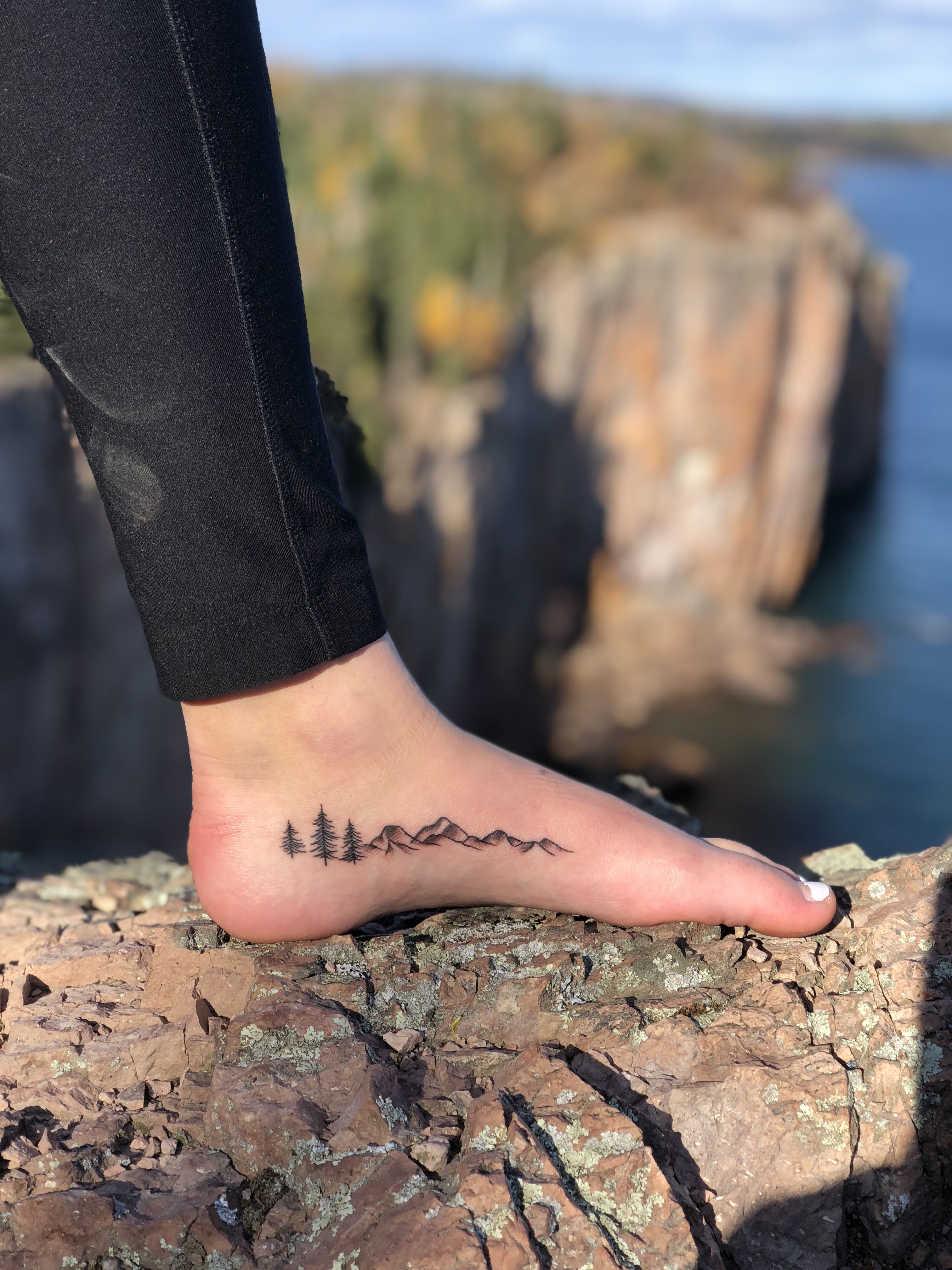 Camping Scene Leg Tattoo