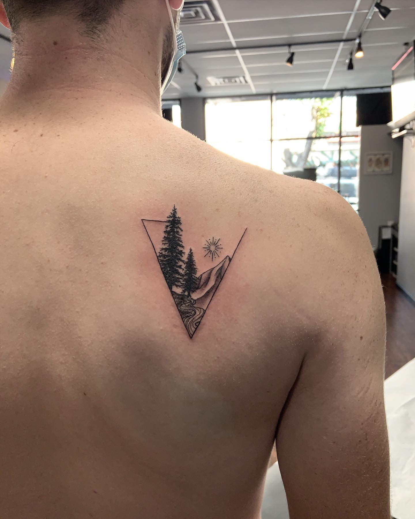 5. Forest Mountain Back Tattoo