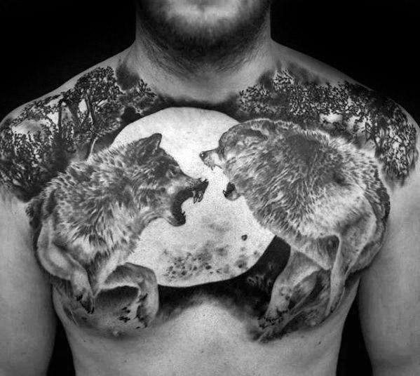 Fire and Ice Dual Wolf Tattoo Wolf Tattoo Design Ideas