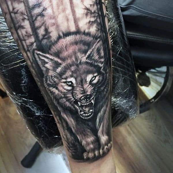 Snarling Wolf Forearm Tattoo Wolf Tattoo Design Ideas
