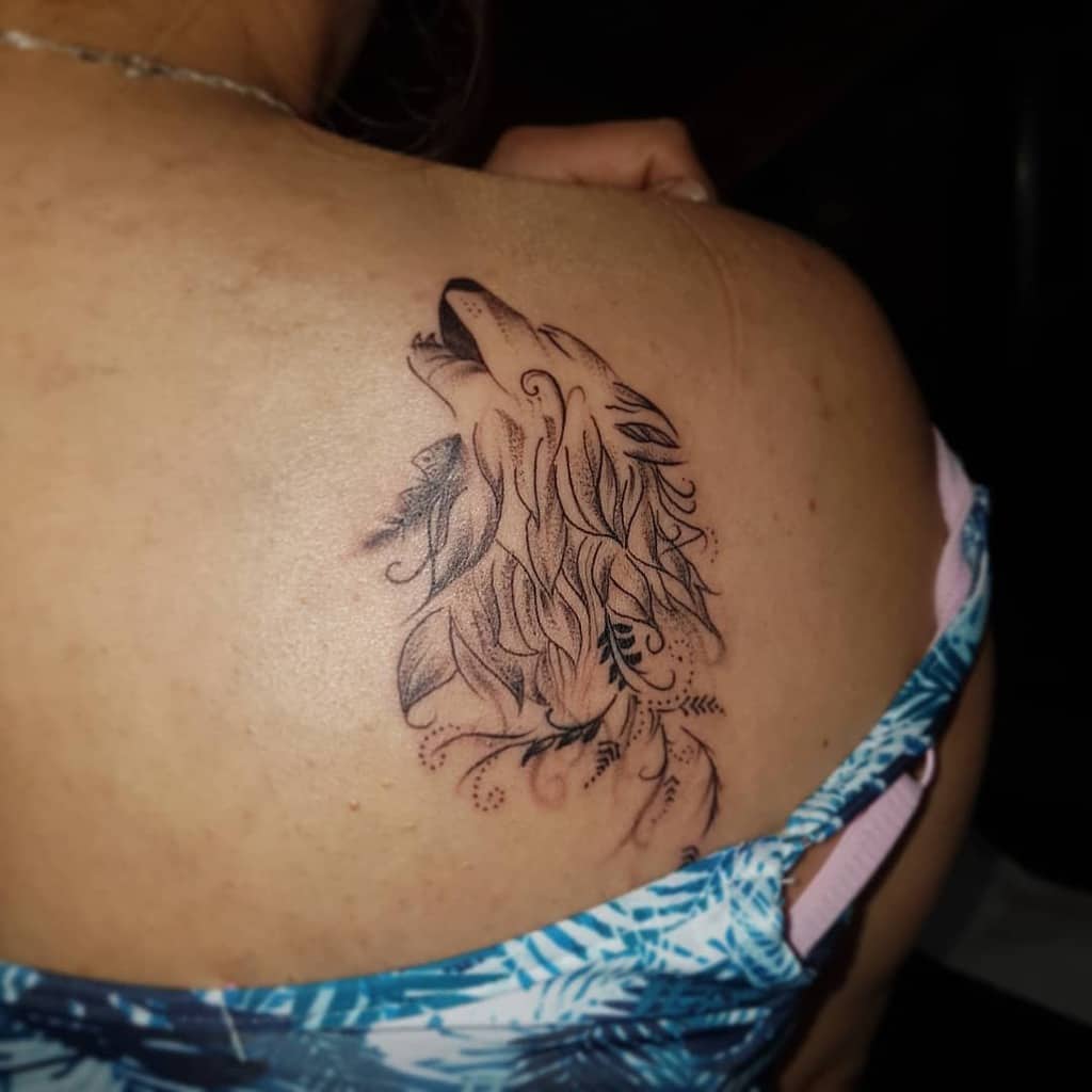 Wolf and Roses Tattoo Wolf Tattoo Design Ideas