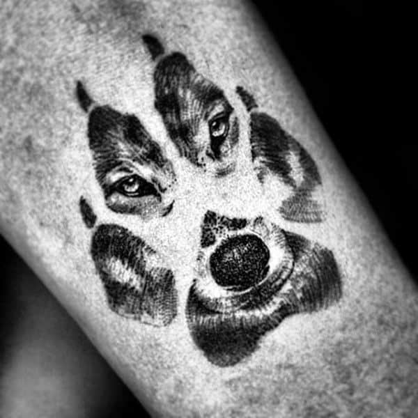 Wolf Paw Print with Wolf Face Tattoo Wolf Tattoo Design Ideas