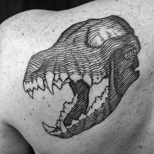 Wolf Skull Fusion Tattoo Wolf Tattoo Design Ideas