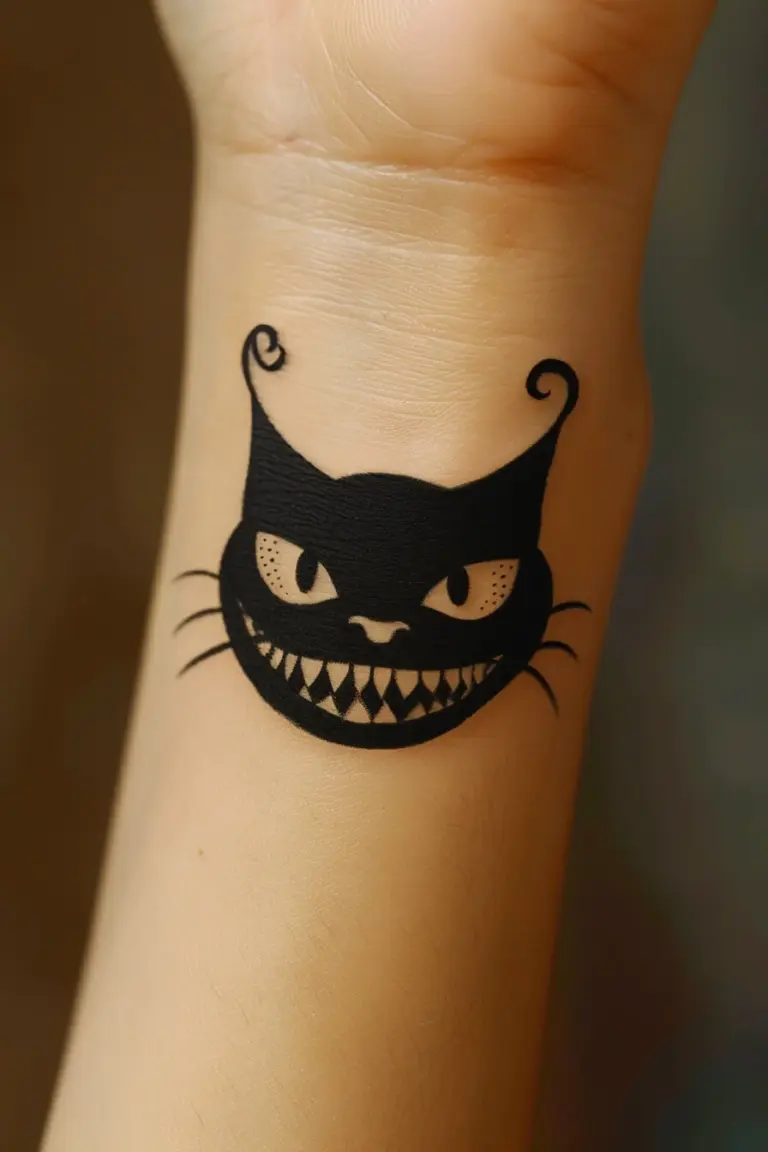 Cheshire Cat Wrist Tattoo Alice in Wonderland Tattoo