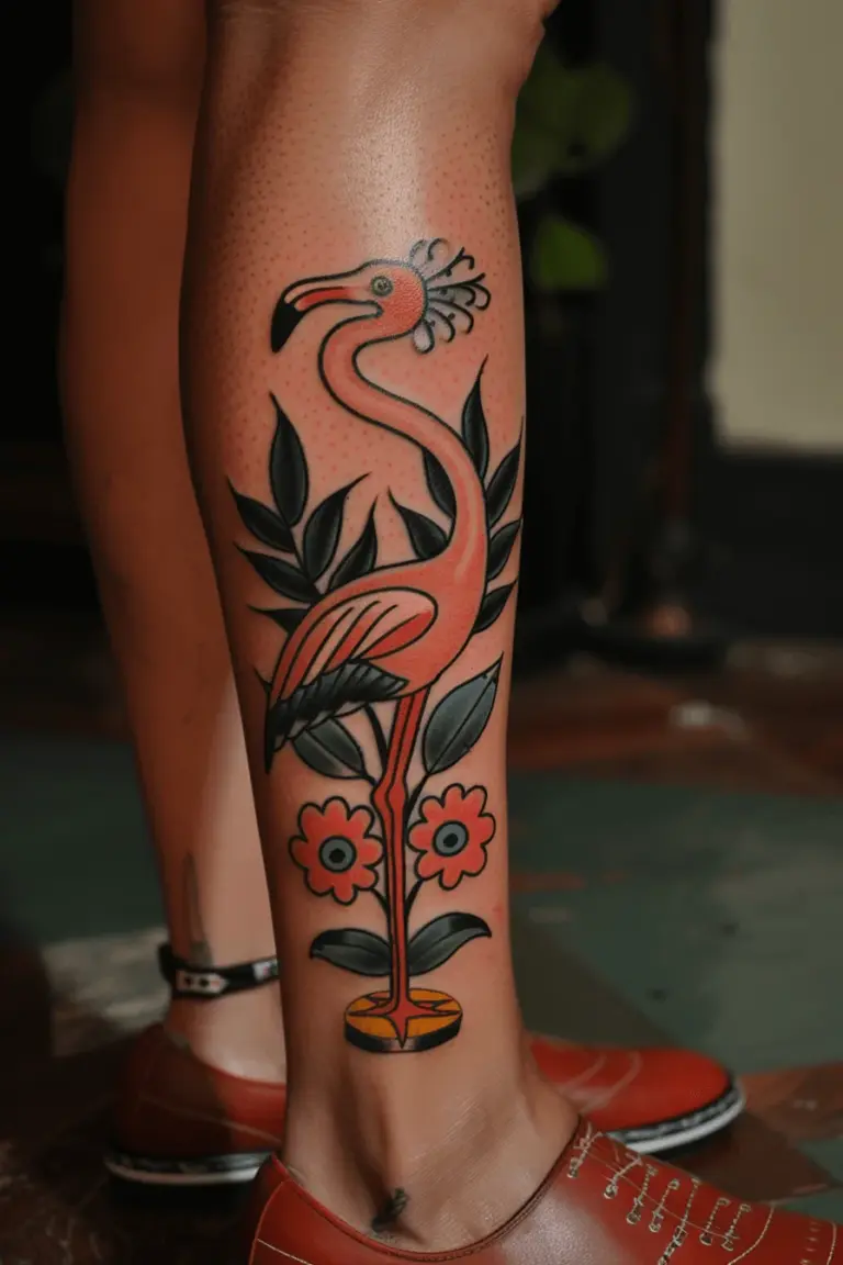 Vibrant Flamingo Croquet Tattoo Alice in Wonderland Tattoo