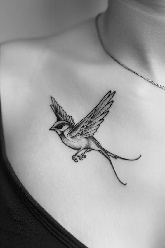 Hovering Hummingbird Chest Tattoo Small Chest Tattoos
