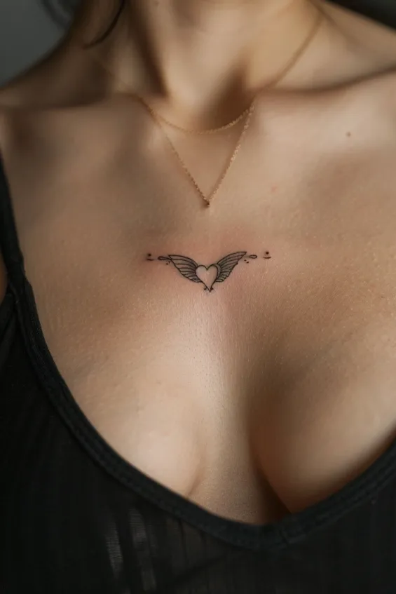 Winged Heart Freedom Tattoo Small Chest Tattoos