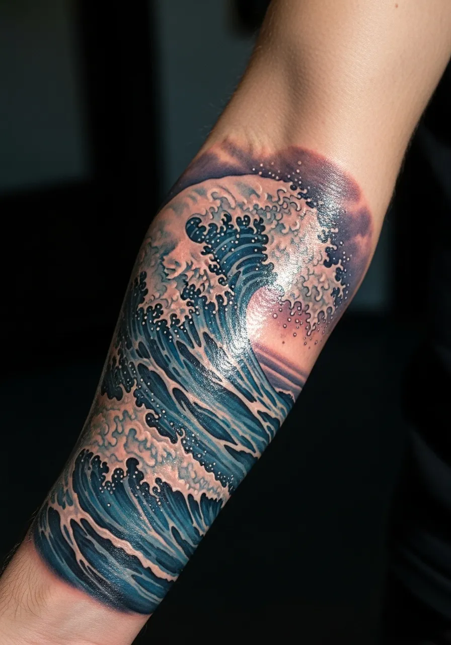 Ocean Wave Forearm Flow Tattoo Realism Tattoo Designs