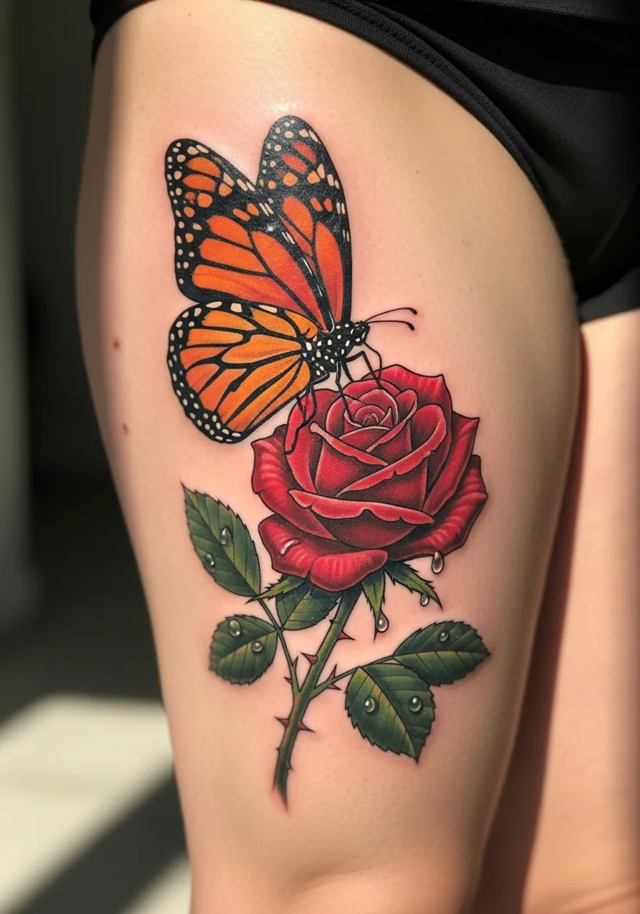 Butterfly and Peony Shoulder Tattoo Realism Tattoo Ideas
