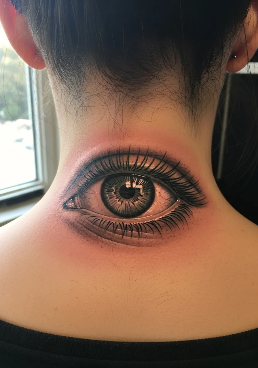 Realistic Eye Neck Tattoo Realism Tattoo Ideas