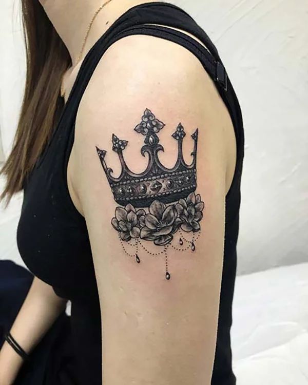 Crowned Royalty Floral Arm Tattoo Neo Traditional Tattoo Sleeve Ideas