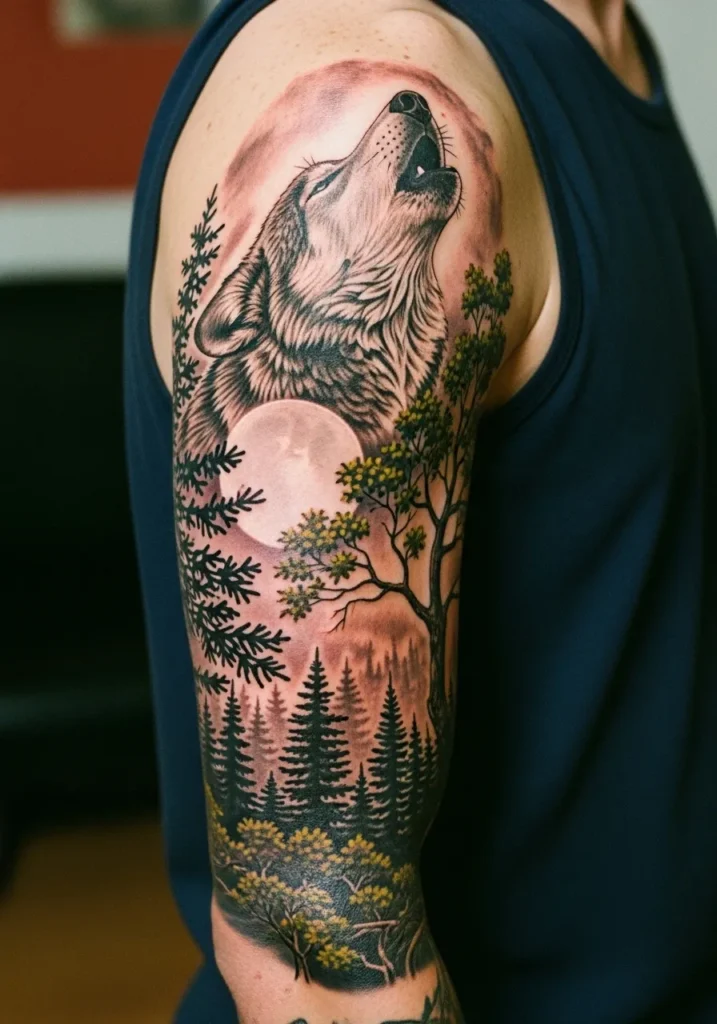 Howling Wolf Under a Forest Moon