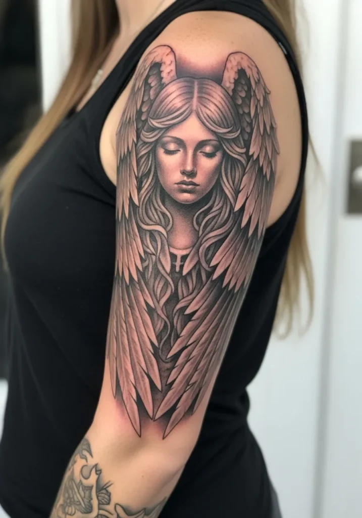 Angelic Grace in Black and Grey