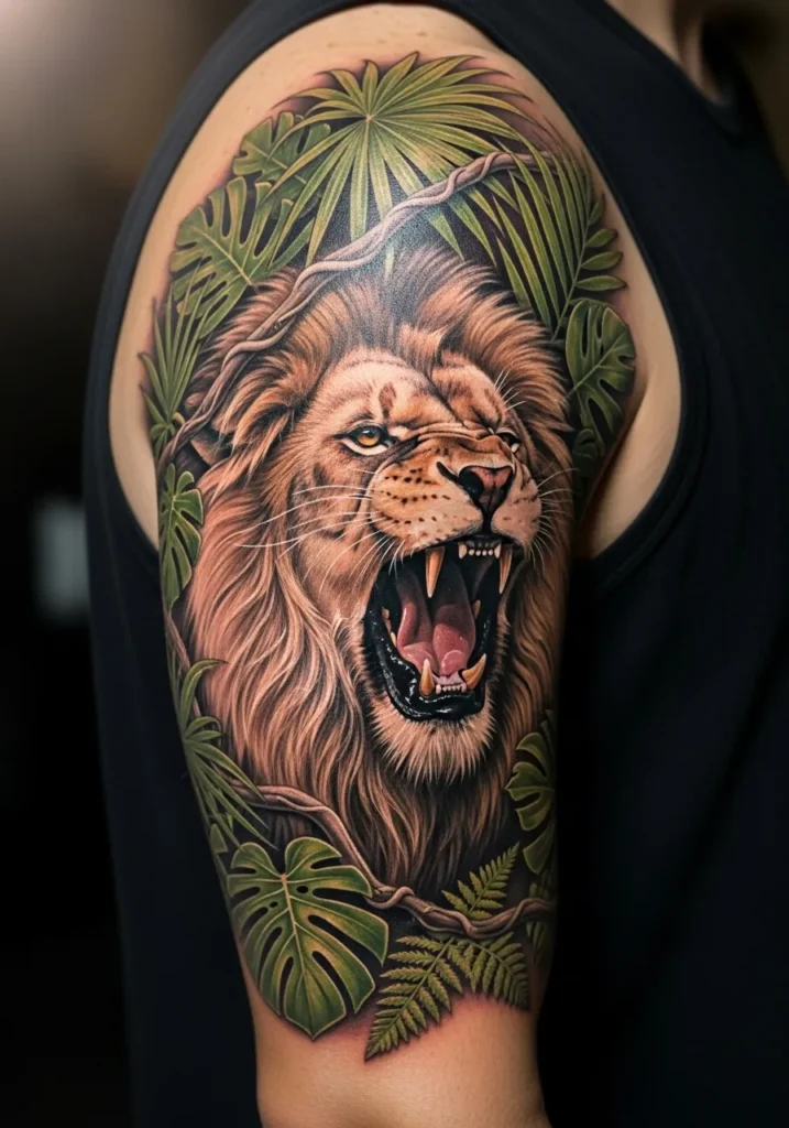 Roaring Lion in the Jungle