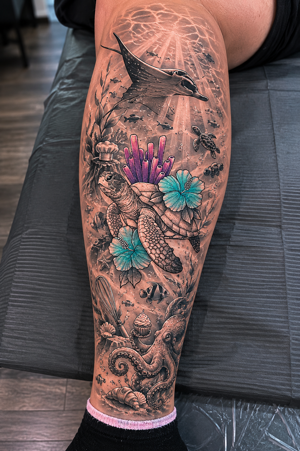 Angel vs Demon Leg Sleeve Tattoo Leg Sleeve Realism Tattoos