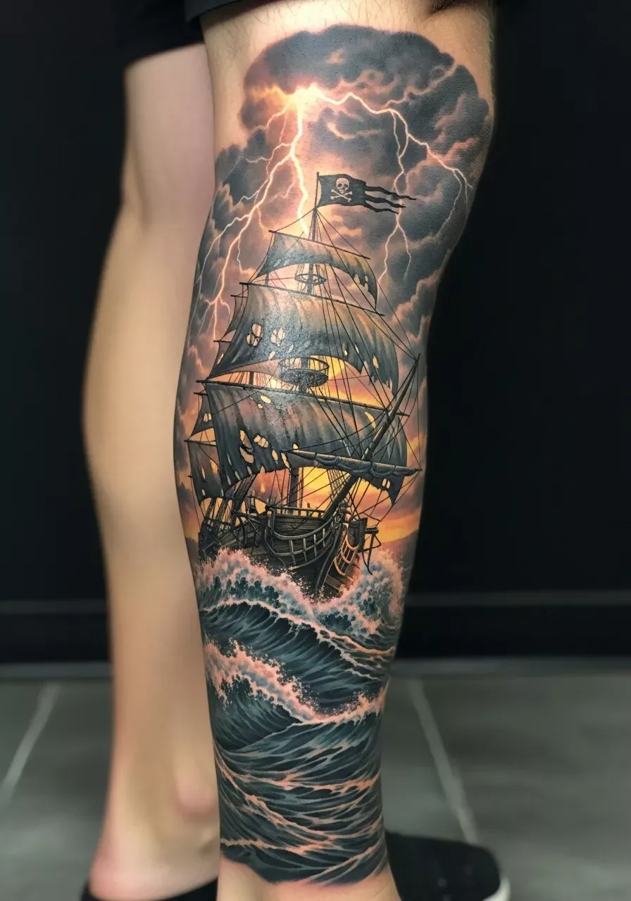 Desert Warrior Leg Sleeve Tattoo Leg Sleeve Realism Tattoos
