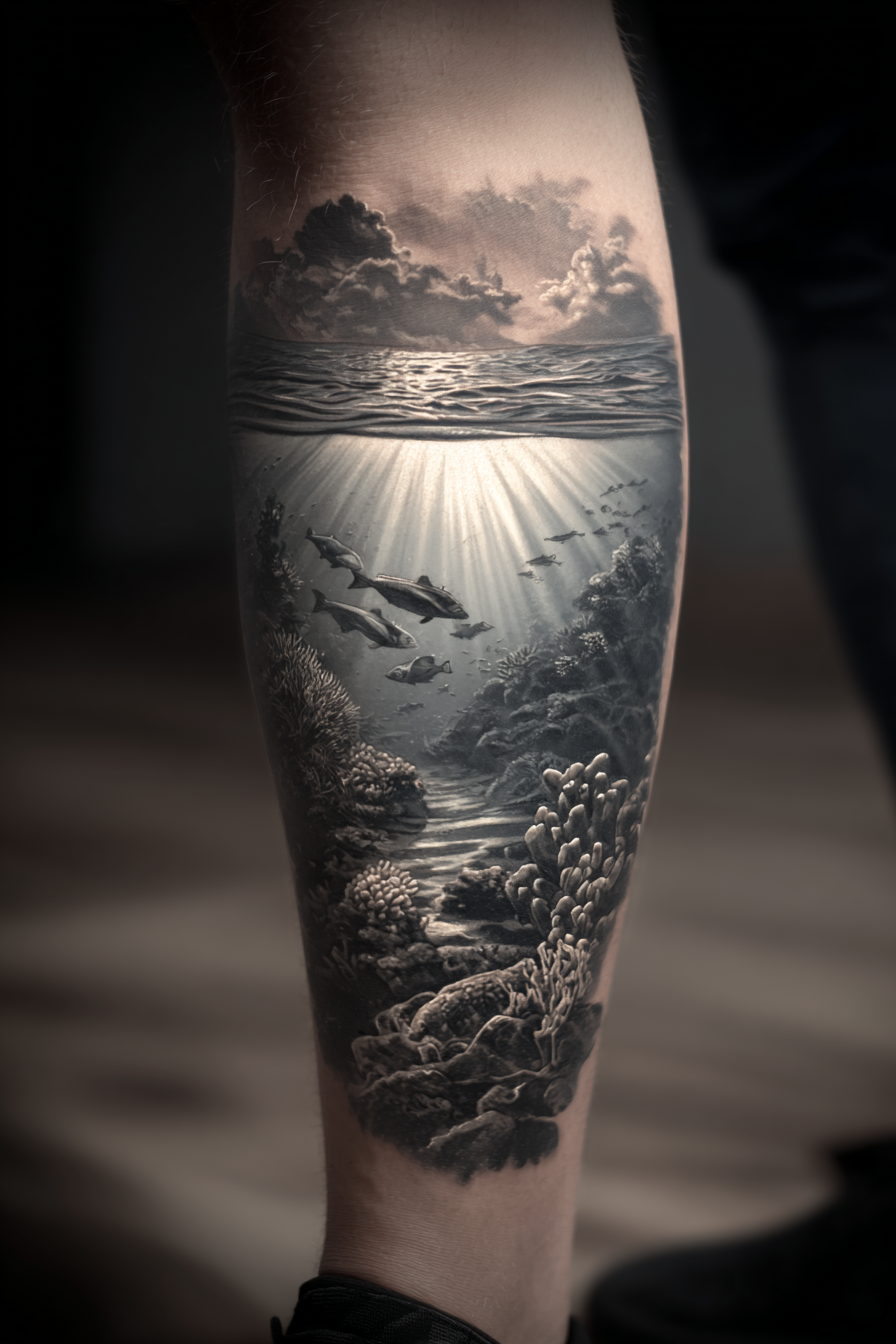 Norse God and Ravens Leg Sleeve Tattoo Leg Sleeve Realism Tattoos