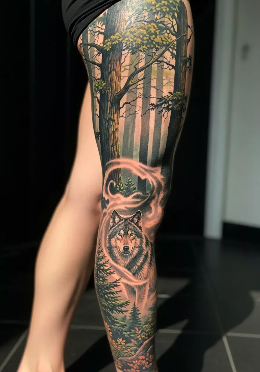 Samurai Warrior Leg Sleeve Tattoo Leg Sleeve Realism Tattoos