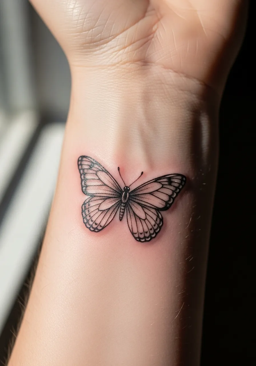 Butterfly on the Wrist Tattoo Small Realism Tattoo Ideas