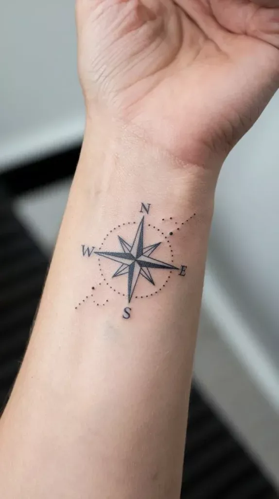 Miniature Compass on the Wrist Tattoo Small Realism Tattoo Ideas