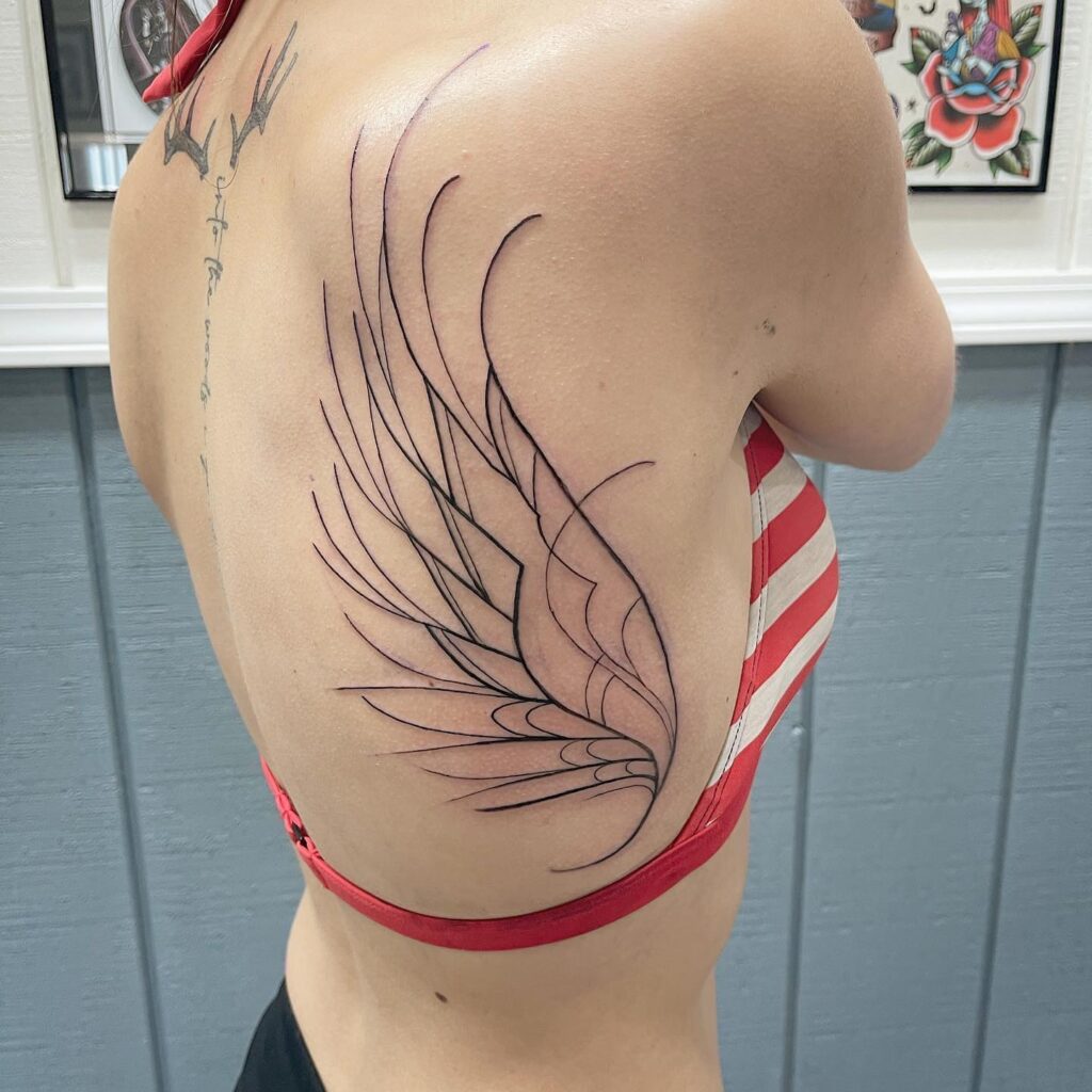 Abstract Angel Wing Linework Tattoo angel wings tattoo ideas tattoo