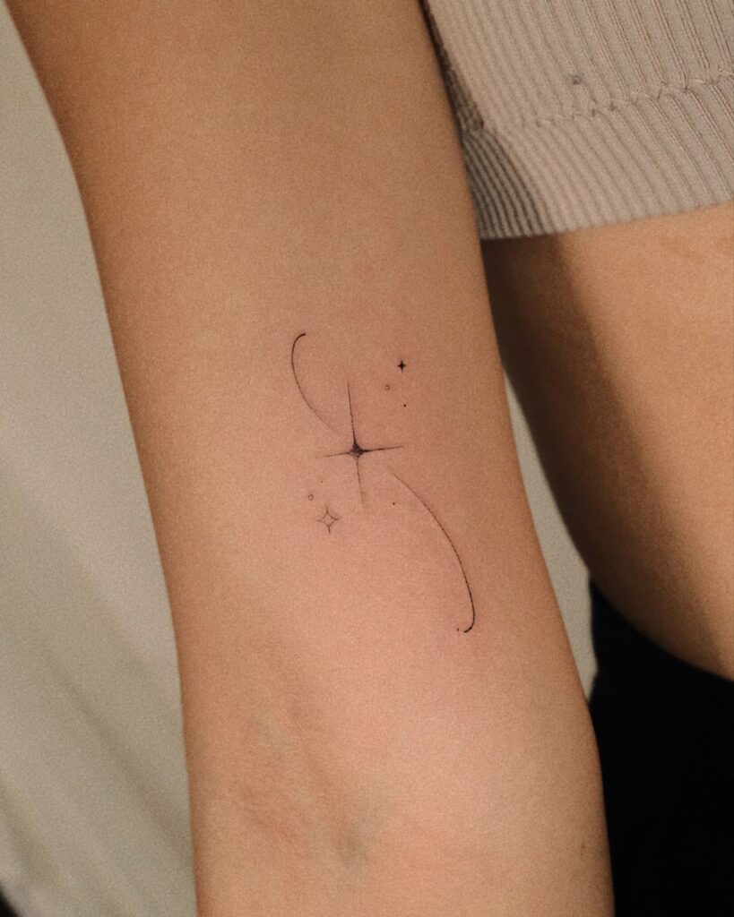 Neon Chrome Star Duo Tattoo