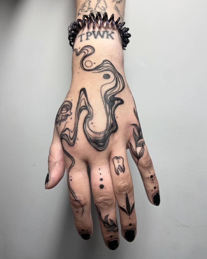 Bold Floral Palm Tattoo With Minimalistic Lines
