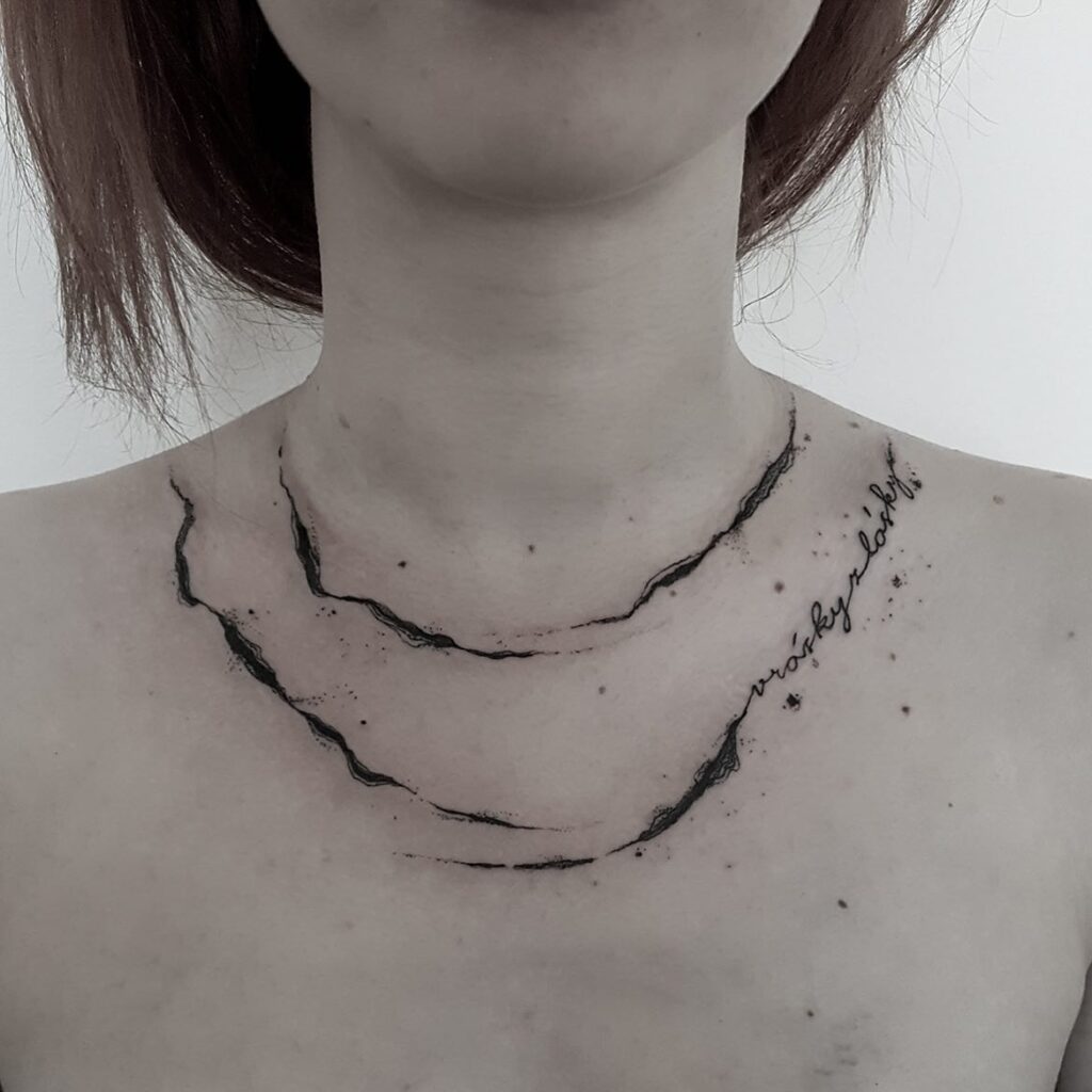 Deep V Henna Necklace Design Tattoo Design