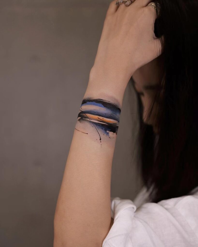 Flowing Leaf Wrist Tattoo