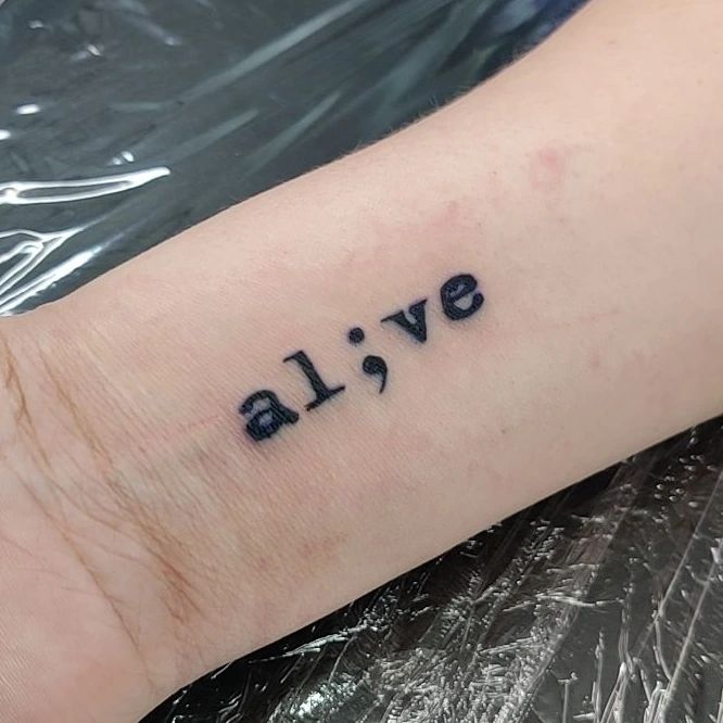 Alive Semi-Colon Tattoo meaningful semicolon tattoo ideas tattoo