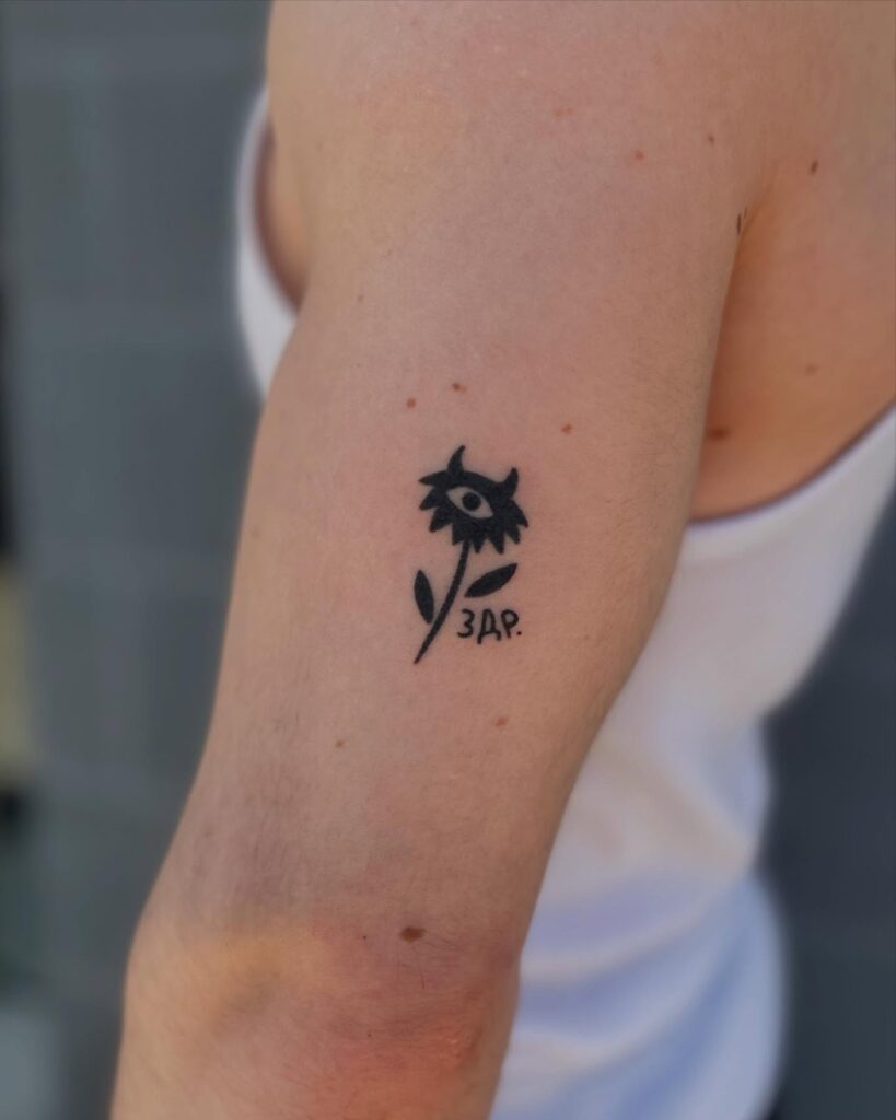Dual Shoulder Geometric Color Stick And Poke Tattoos