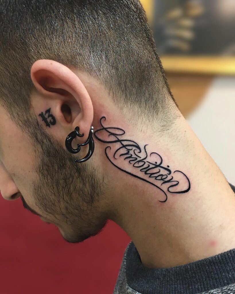Ambition &ndash; Drive and Determination quote tattoo ideas for men tattoo