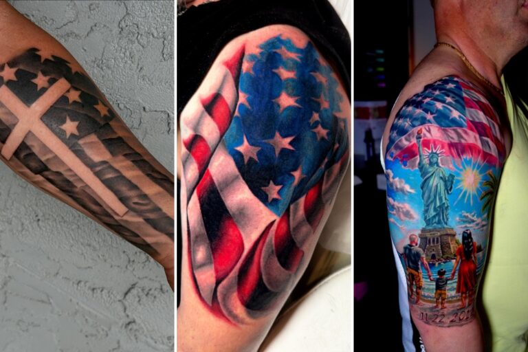 Aesthetic american flag tattoos and delicate ink ideas collage