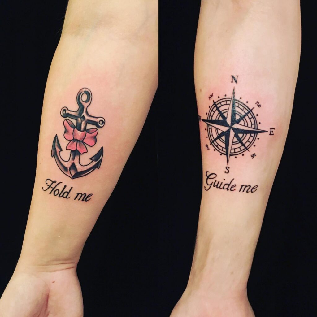 Anchor and Compass Sibling Tattoo brother sister tattoos tattoo