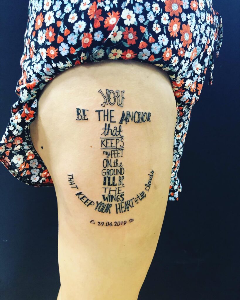 Anchor and Wings Quote Tattoo meaningful quote tattoos for women tattoo