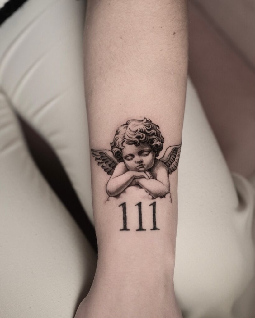 Angel Number 111 Cherub Tattoo angel tattoo ideas tattoo