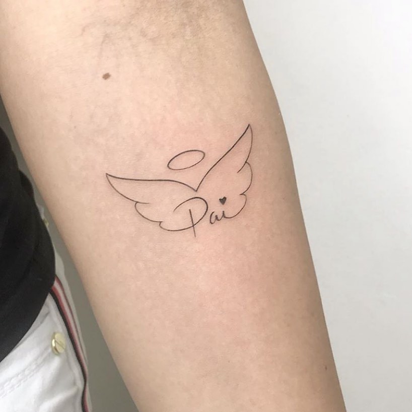 Angel Wings and Halo “Pai” Tattoo dad tattoo ideas tattoo