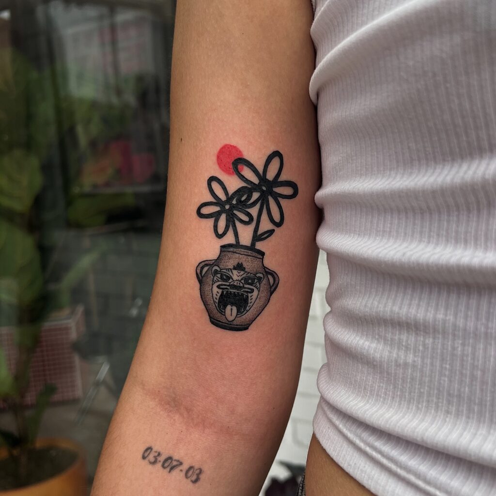 Whimsical Dandelion Stick And Poke Tattoo