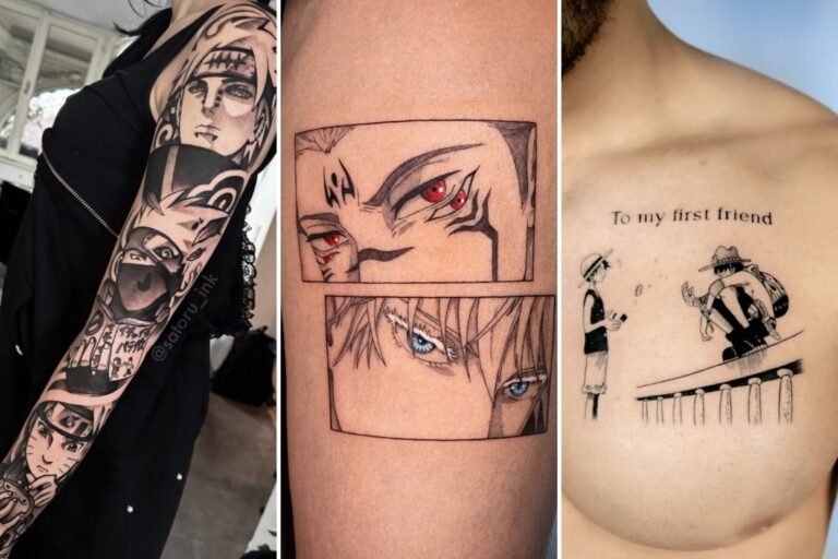Aesthetic anime tattoos and delicate ink ideas collage