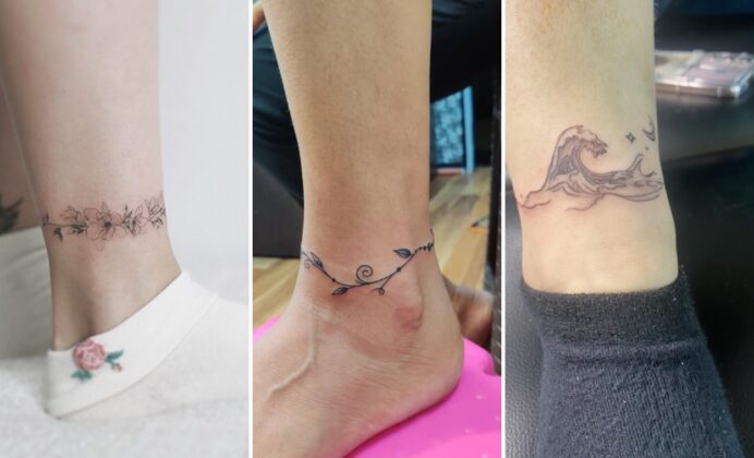 25+ Ankle Bracelet Tattoo Ideas Encircling the Ankle in Delicate Charms