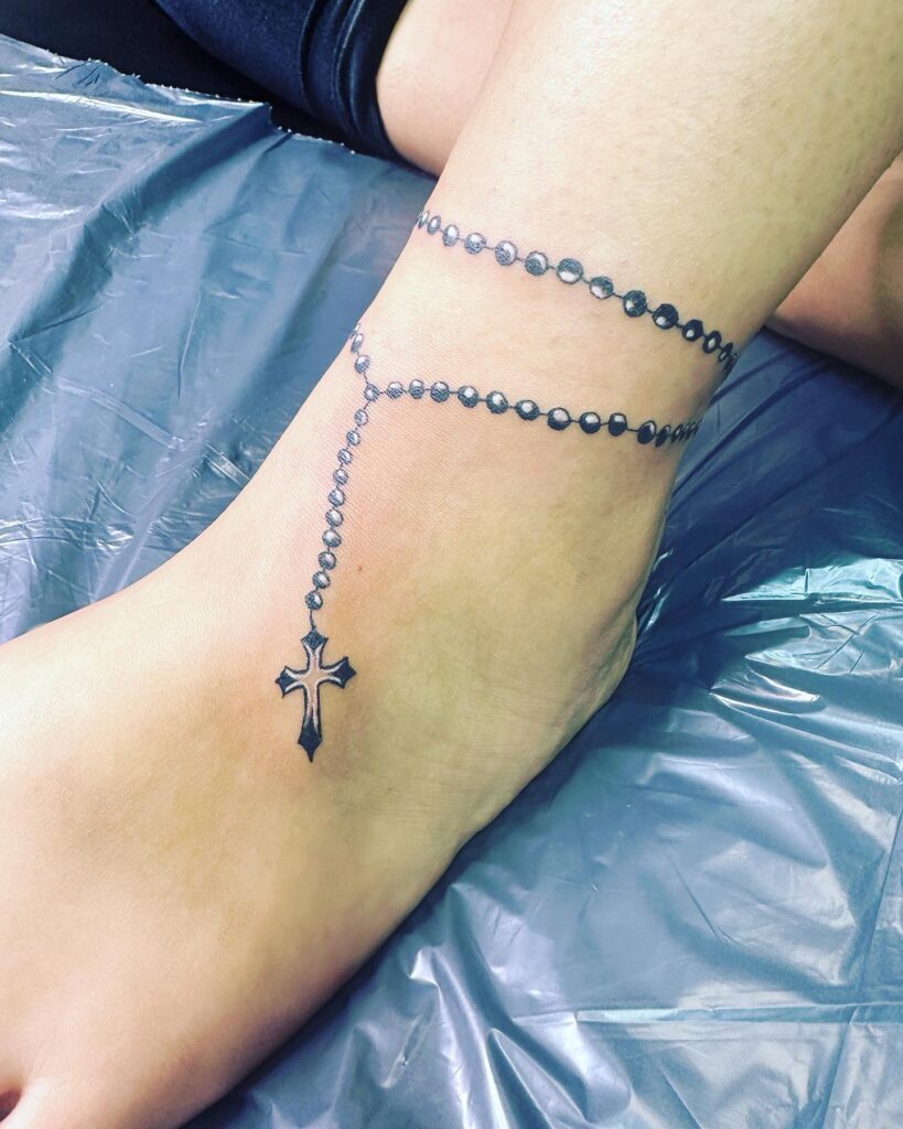 Rosary Tattoo With Sacred Heart Accent