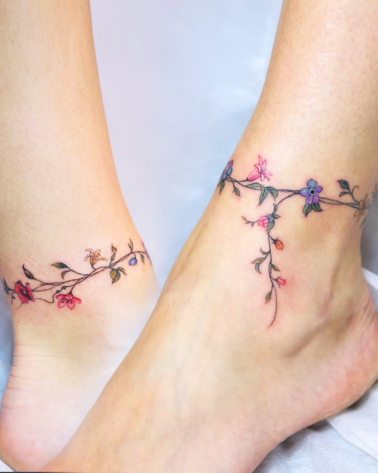 Wildflower Vine Anklet Tattoo