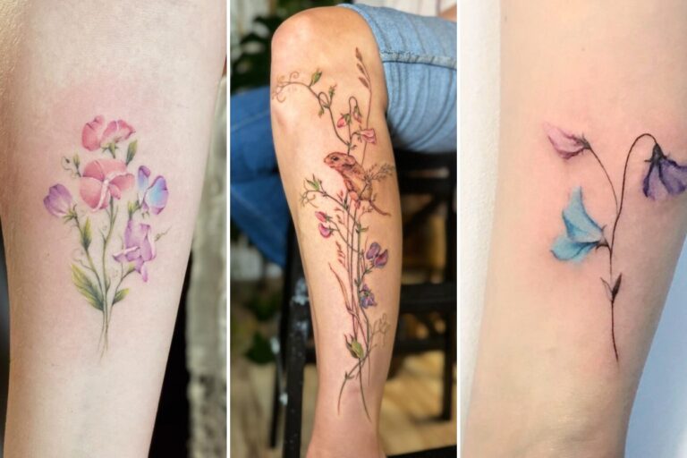 Aesthetic april birth flower tattoo ideas and delicate ink ideas collage