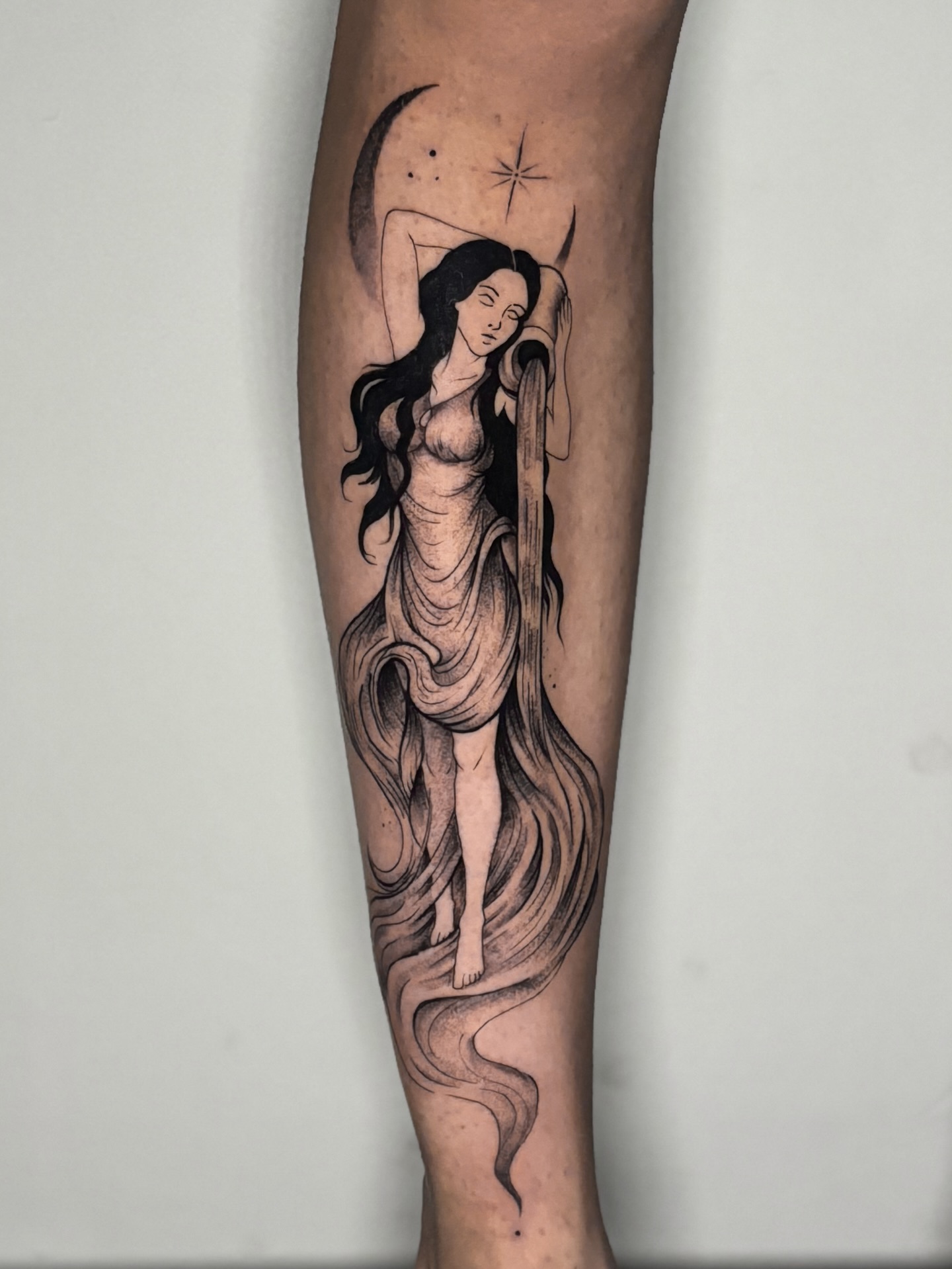 Aquarius Moon Water Bearer Tattoo