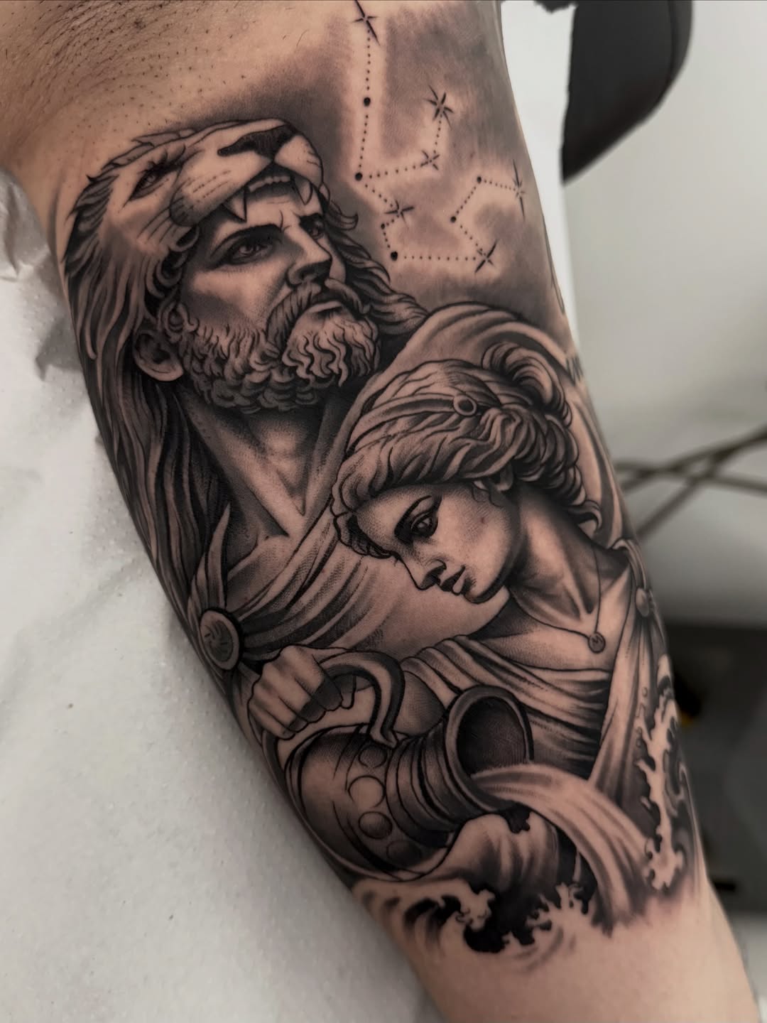 Aquarius Water Bearer And Guardian Tattoo