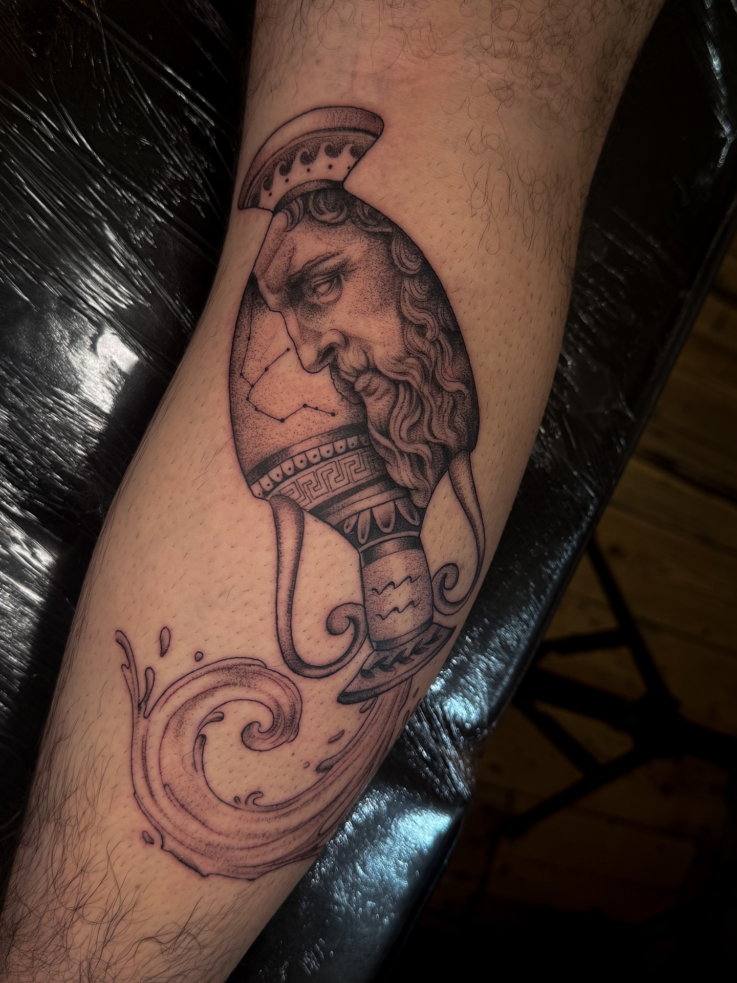 Greek Warrior Aquarius Vase Tattoo